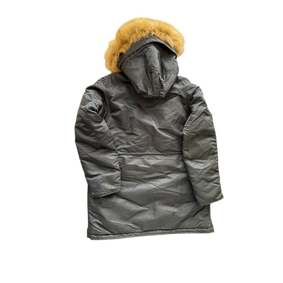ALPHA INDUSTRIES N -3B blue army XL HOODED PARKA winter‎ coat women - Picture 7 of 12